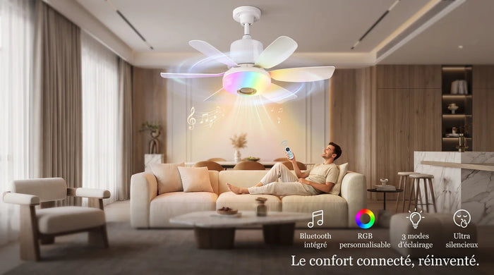 Nylumia RGB Bluetooth™ — Plafonnier ventilateur lumière, musique & fraîcheur